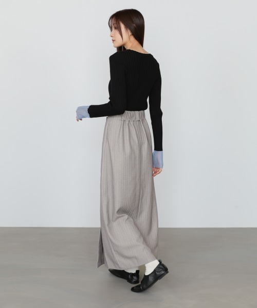 Bab（バブ）の「【選べるサイズ展開】ピンストライプサイドプリーツ