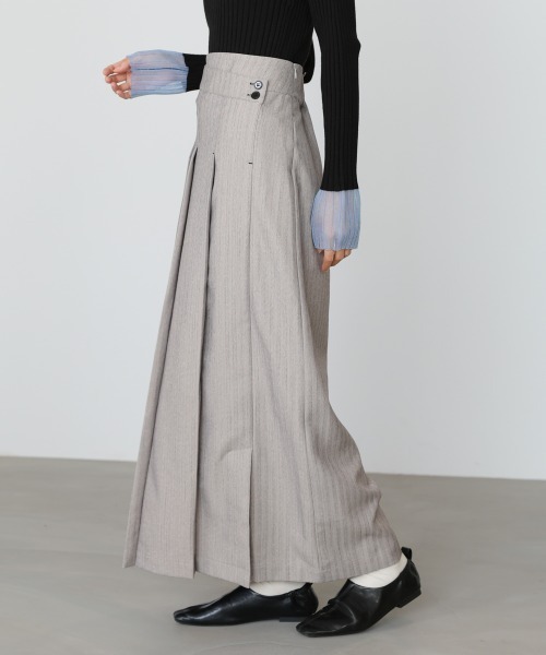 Bab（バブ）の「【選べるサイズ展開】ピンストライプサイドプリーツ