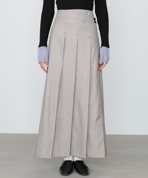 Bab（バブ）の「【選べるサイズ展開】ピンストライプサイドプリーツスカート（スカート・レディース・ライトグレー/チャコールグレー・S/L/M）」の10枚目の写真