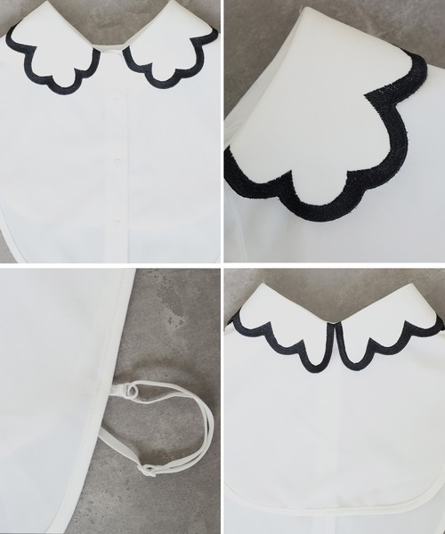 anown(アノン)の「刺繍パイピング 配色スカラップデザイン つけ襟(付け襟・レディース・ホワイト・FREE)」の8枚目の写真