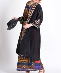 民族調刺繍ロングカーディガンシャツ 大人カジュアル