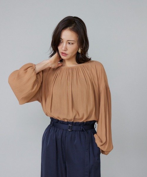 LE SOUK（ルスーク）の「ギャザーブラウス（シャツ/ブラウス・レディース・チャコールグレー/オレンジ・フリー）」の19枚目の写真
