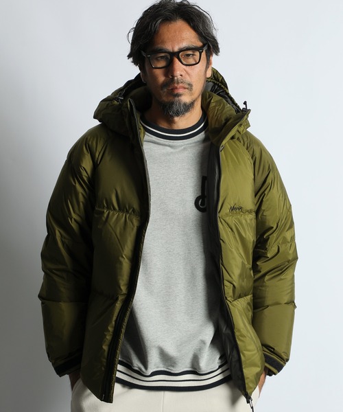 ナンガ　オリーブ色 フード付き ダウンジャケット NANGA×DUFFER AURORA-TEX HOODIE DOWN JK：ナンガ別注 日本製 オーロラ