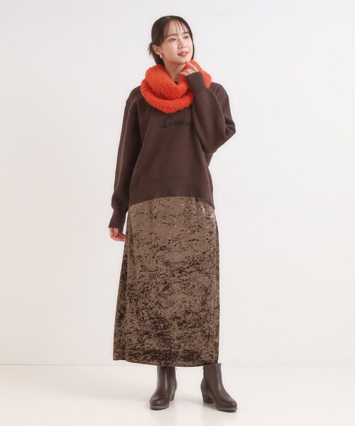 SHOO・LA・RUE（シューラルー）の「プードル風ニットスヌード（ネックウォーマー/スヌード・レディース・ベージュ/ダークグレー/ライトオレンジ系・00）」の6枚目の写真