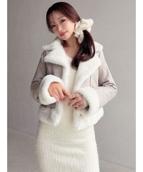 RESEXXY（リゼクシー）の「ヴィンテージライクフェイクファーブルゾン（ブルゾン・レディース・ベージュ/ブラウン・FREE）」の13枚目の写真