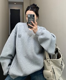 韓国ファッション FEICHAI刺繍ロゴVネックスウェット