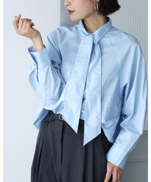 シャツ苦手さんへ 女っぽ好印象 ボウタイシャツ