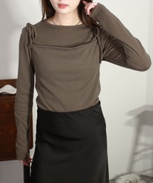 Reurie'(レウリィ)のビスチェライクギャザーリブトップ / 長袖 クルーネック レイヤード風 シンプル カジュアル 韓国(アンサンブル)