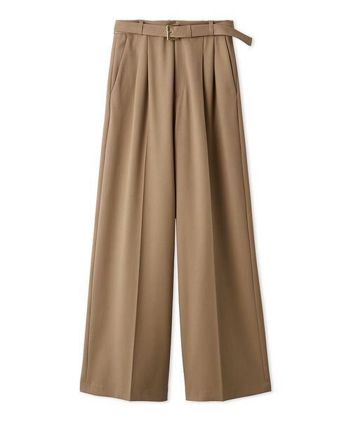 LILY BROWN（リリーブラウン）の「ベルト付きタックワイドパンツ（スラックス・レディース・グレー/ベージュ/チェック・0/1）」の2枚目の写真