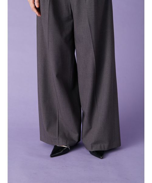 LILY BROWN（リリーブラウン）の「ベルト付きタックワイドパンツ（スラックス・レディース・グレー/ベージュ/チェック・0/1）」の12枚目の写真