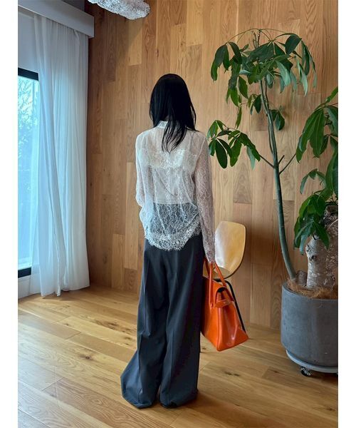 LILY BROWN（リリーブラウン）の「ベルト付きタックワイドパンツ（スラックス・レディース・グレー/ベージュ/チェック・0/1）」の19枚目の写真