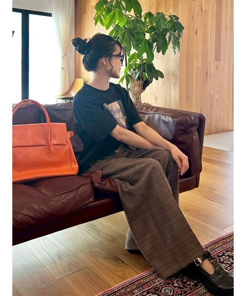 LILY BROWN（リリーブラウン）の「ベルト付きタックワイドパンツ（スラックス・レディース・グレー/ベージュ/チェック・0/1）」の22枚目の写真