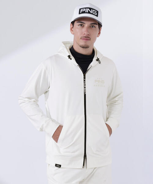 PING ホワイト フルジップ フード付きトレーナー PING ホワイト フルジップ フード付きトレーナー