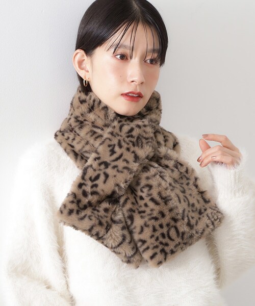 THE SHOP TK （ザ ショップ ティーケー ）の「フェイクファーティペット（ストール/ショール・レディース・キャメル/スミクロ/オフホワイト/ナチュラル・00）」の5枚目の写真