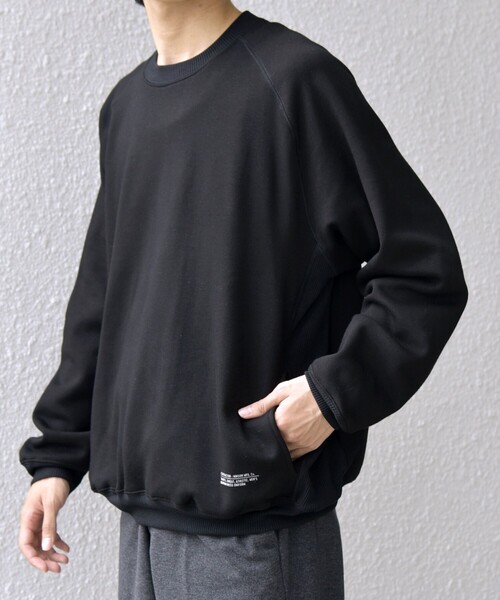 HINSON（ヒンソン）の「【SHIPS any別注】HINSON: 裏起毛 フリース ワンポイント ラグラン スウェット◇（スウェット・メンズ・ブラック/グレー/ライトグリーン・SMALL/MEDIUM/LARGE）」の2枚目の写真