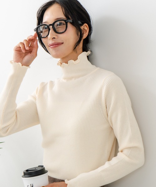 fort point(フォーポイント)の「【C-FORT POINT/フォートポイント】リブハイネック ニットプルオーバー(ニット/セーター・レディース・ブラック/アイボリー/ライトグレー/ピンク/グリーン・ONE SIZE)」の9枚目の写真