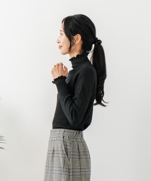 fort point(フォーポイント)の「【C-FORT POINT/フォートポイント】リブハイネック ニットプルオーバー(ニット/セーター・レディース・ブラック/アイボリー/ライトグレー/ピンク/グリーン・ONE SIZE)」の16枚目の写真