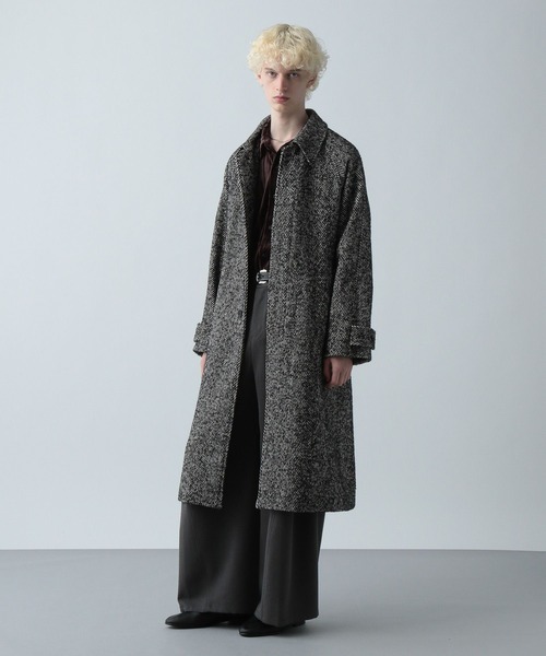 HARE（ハレ）の「ウール2WAYステンカラーコート(HARE)（ステンカラーコート・メンズ・ブラック/グレー系その他/レッド・SMALL/MEDIUM）」の9枚目の写真