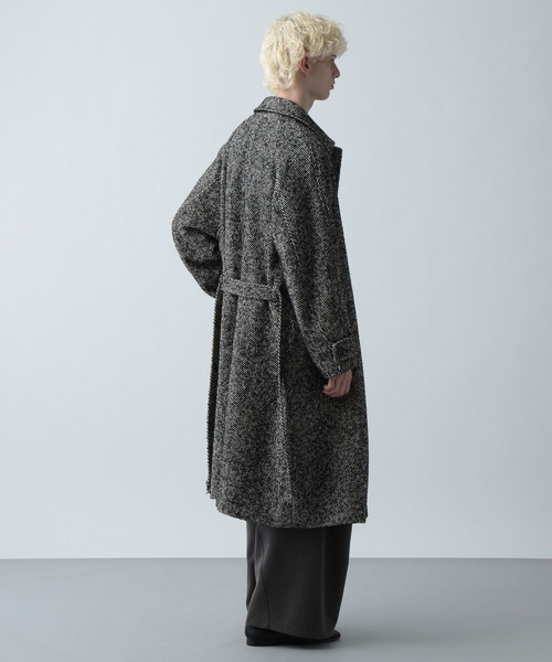 HARE（ハレ）の「ウール2WAYステンカラーコート(HARE)（ステンカラーコート・メンズ・ブラック/グレー系その他/レッド・SMALL/MEDIUM）」の11枚目の写真