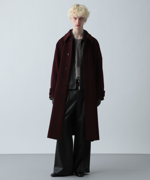 HARE（ハレ）の「ウール2WAYステンカラーコート(HARE)（ステンカラーコート・メンズ・ブラック/グレー系その他/レッド・SMALL/MEDIUM）」の12枚目の写真