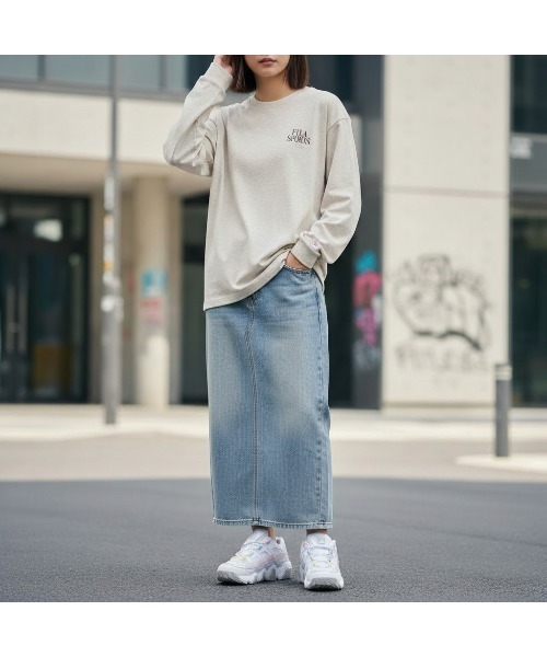FILA（フィラ）の「Treat graphic Long sleeve T（Tシャツ/カットソー・レディース・オートミール/ネイビー/オレンジ・S/M/L/XL）」の6枚目の写真