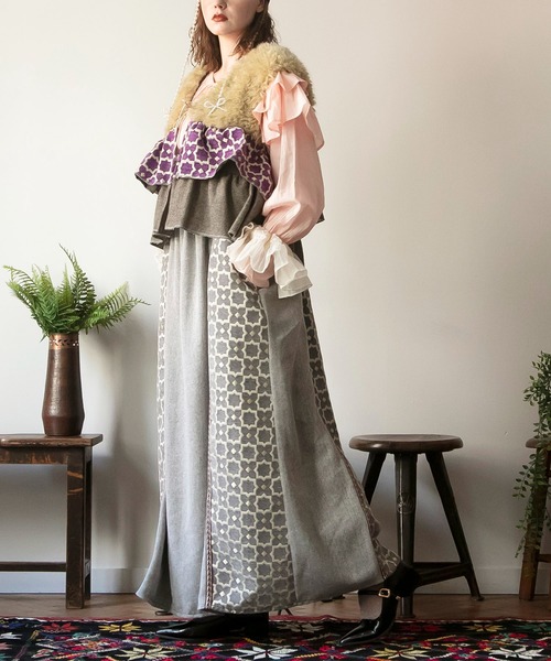 チャイハネ(チャイハネ)の「【チャイハネ】ミナティパッチワークキャミワンピース(ワンピース・レディース・ブラウン/グレー/パープル・FREE)」の10枚目の写真