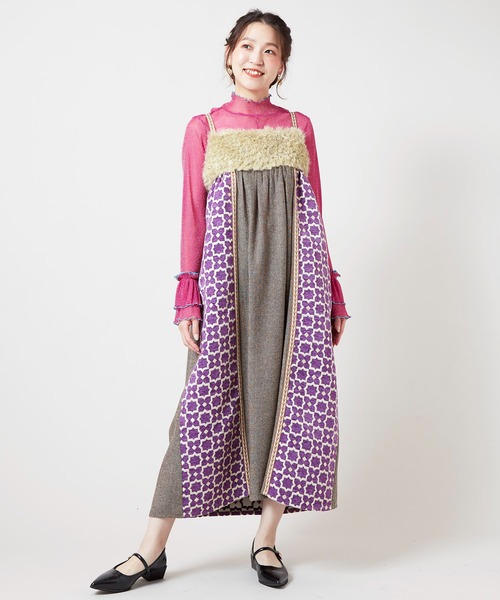 チャイハネ(チャイハネ)の「【チャイハネ】ミナティパッチワークキャミワンピース(ワンピース・レディース・ブラウン/グレー/パープル・FREE)」の6枚目の写真