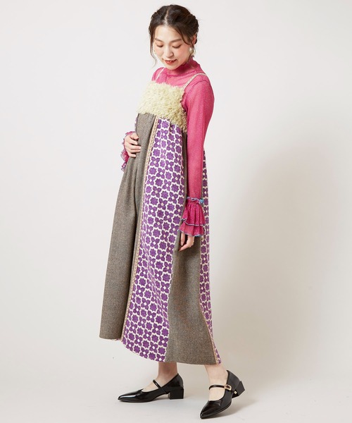 チャイハネ(チャイハネ)の「【チャイハネ】ミナティパッチワークキャミワンピース(ワンピース・レディース・ブラウン/グレー/パープル・FREE)」の7枚目の写真