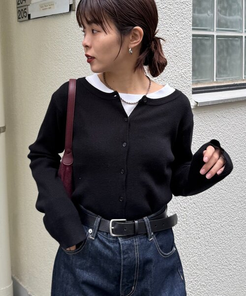 CIAOPANIC TYPY（チャオパニックティピー）の「2WAYアンチピリングニットカーデ（カーディガン/ボレロ・レディース・ピンク/レッド/オフホワイト/グレー/ブラック/サックスブルー・ONE SIZE）」の2枚目の写真