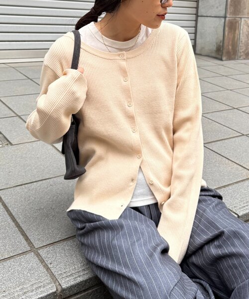 CIAOPANIC TYPY（チャオパニックティピー）の「2WAYアンチピリングニットカーデ（カーディガン/ボレロ・レディース・ピンク/レッド/オフホワイト/グレー/ブラック/サックスブルー・ONE SIZE）」の7枚目の写真