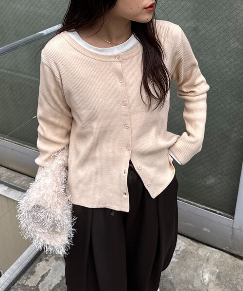 CIAOPANIC TYPY（チャオパニックティピー）の「2WAYアンチピリングニットカーデ（カーディガン/ボレロ・レディース・ピンク/レッド/オフホワイト/グレー/ブラック/サックスブルー・ONE SIZE）」の10枚目の写真