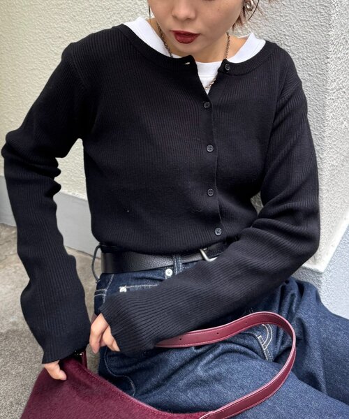 CIAOPANIC TYPY（チャオパニックティピー）の「2WAYアンチピリングニットカーデ（カーディガン/ボレロ・レディース・ピンク/レッド/オフホワイト/グレー/ブラック/サックスブルー・ONE SIZE）」の16枚目の写真