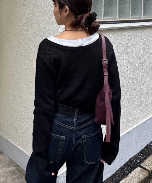 CIAOPANIC TYPY（チャオパニックティピー）の「2WAYアンチピリングニットカーデ（カーディガン/ボレロ・レディース・ピンク/レッド/オフホワイト/グレー/ブラック/サックスブルー・ONE SIZE）」の18枚目の写真