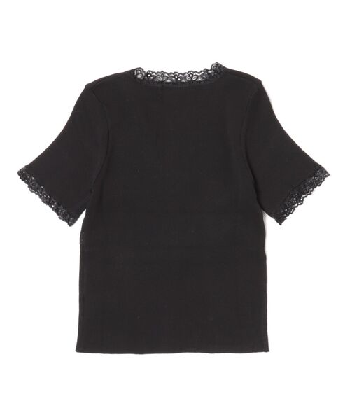 VIBGYOR Women（ヴィブジョー　ウィメン）の「【Mayree】Vネック フロント レース 半袖 カットソー（Tシャツ/カットソー・レディース・ピンク/ブラック/グレー/グリーン・FREE）」の5枚目の写真