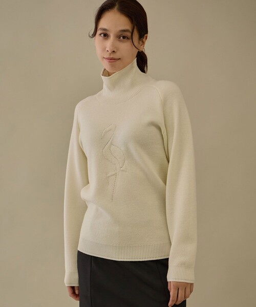 ジュン＆ロぺ（JUN&ROPE’）/【NOIR】フラミンゴモチーフクルーネックセーター NOIR】フラミンゴモチーフクルーネックセーター（ニット/セーター