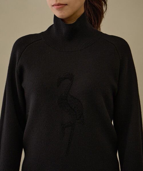 NOIR】フラミンゴモチーフクルーネックセーター（ニット/セーター