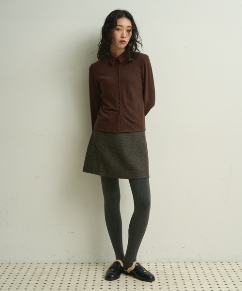 Lutim by u（ルチバイユー）の「Smooth jersey polo cut-and-sew / スムースジャージー ポロカットソー（Tシャツ/カットソー・レディース・グレー/アイボリー/ブラウン・FREE）」の22枚目の写真