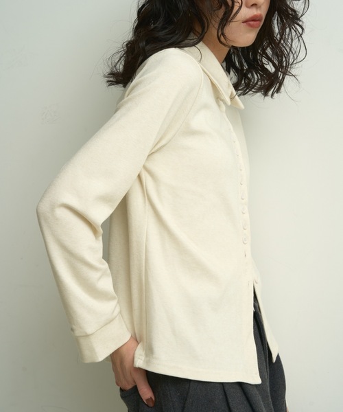 Lutim by u（ルチバイユー）の「Smooth jersey polo cut-and-sew / スムースジャージー ポロカットソー（Tシャツ/カットソー・レディース・グレー/アイボリー/ブラウン・FREE）」の15枚目の写真