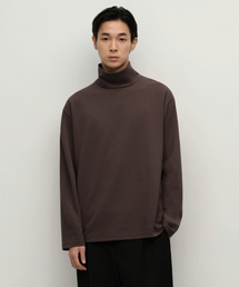 [ヒートタンダード] タートルネック長袖Tシャツ [ダークブラウン]