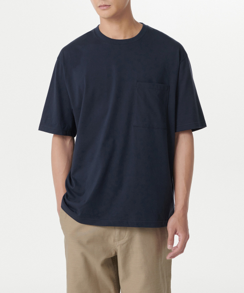 MUSINSA STANDARD（ムシンサスタンダード）の「[クールタンダード] リラックスフィットクルーネックポケットTシャツ [ネイビー]（Tシャツ/カットソー・メンズ・その他・XX-LARGE/XXX-LARGE/SMALL/MEDIUM/LARGE/X-LARGE）」の2枚目の写真