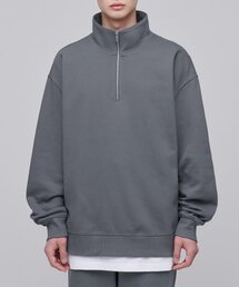 オーバーサイズハーフジップスウェットシャツ[グレー]