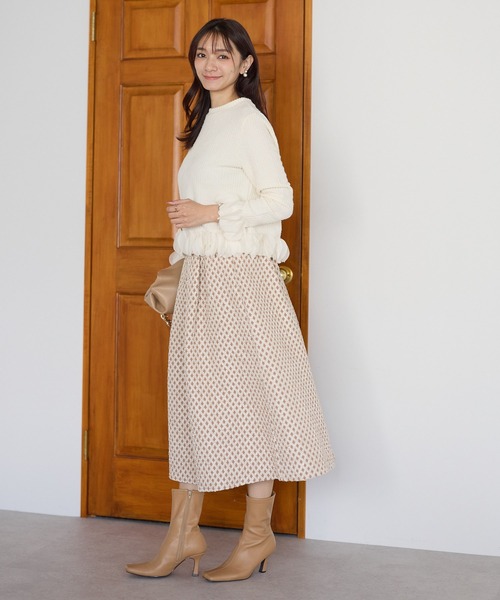 Neige(ネージュ)の「ジャガードスカート(スカート・レディース・ブラック/ベージュ・ONE SIZE)」の6枚目の写真