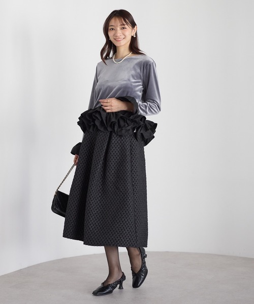 Neige(ネージュ)の「ジャガードスカート(スカート・レディース・ブラック/ベージュ・ONE SIZE)」の14枚目の写真
