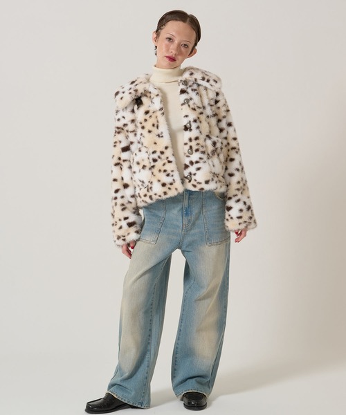 ビッグカラー フェイクファー ショートアウター ivory tina:jojun ビッグカラー フェイクファー ショートアウター TINA：JOJUN（その他