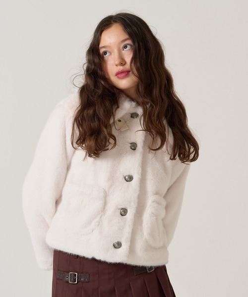 ビッグカラー フェイクファー ショートアウター TINA：JOJUN（その他