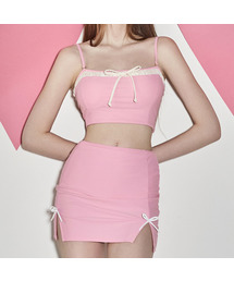 VIKINI VENDER（ビキニベンダー）の「Roel Ribbon Bustier Skirt Bikini - PINK（水着）」