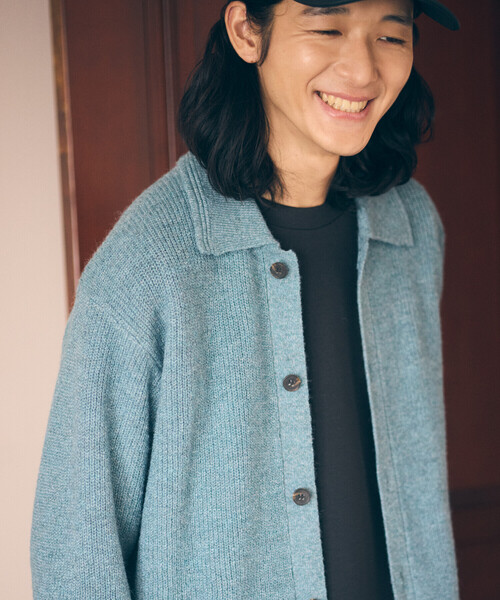 COMME CA ISM（コムサイズム）の「エアリーメランジニット シャツカーディガン（カーディガン/ボレロ・メンズ・オートミール/ネイビー/ミント/ダークブラウン・MEDIUM/LARGE）」の3枚目の写真