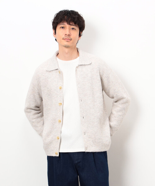 COMME CA ISM（コムサイズム）の「エアリーメランジニット シャツカーディガン（カーディガン/ボレロ・メンズ・オートミール/ネイビー/ミント/ダークブラウン・MEDIUM/LARGE）」の6枚目の写真