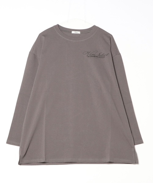 Vini(ヴィニ)の「【Vini】リボンロゴBIGロンT(Tシャツ/カットソー・レディース・ホワイト/チャコールグレー・ONESIZE)」の6枚目の写真