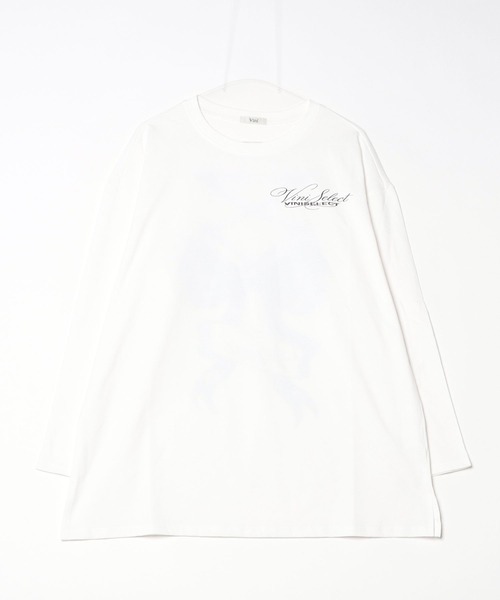 Vini(ヴィニ)の「【Vini】リボンロゴBIGロンT(Tシャツ/カットソー・レディース・ホワイト/チャコールグレー・ONESIZE)」の7枚目の写真